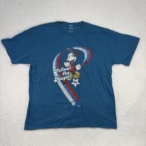 Disney Mickey Mouse Follow The Magic XL T shirt Sparkle Glitter Puff Paint Blue